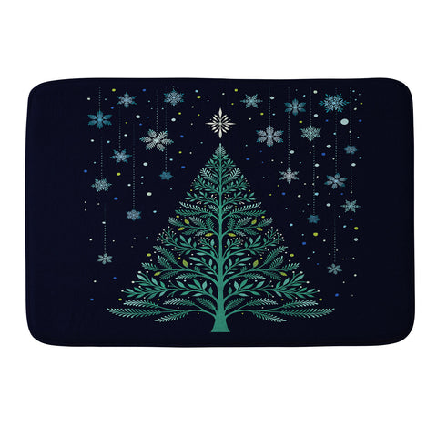 episodic drawing Christmas Night TreeSnowy Memory Foam Bath Mat