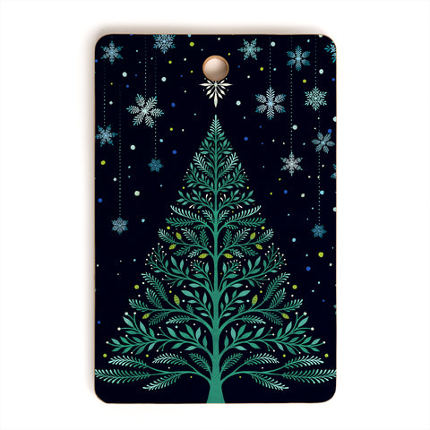 episodic drawing Christmas Night TreeSnowy Cutting Board Rectangle