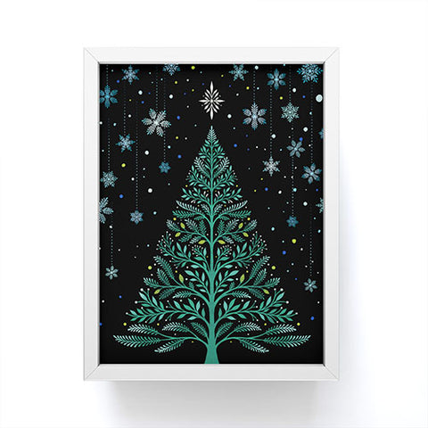 episodic drawing Christmas Night TreeSnowy Framed Mini Art Print