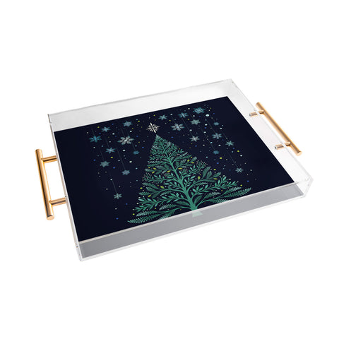 episodic drawing Christmas Night TreeSnowy Acrylic Tray