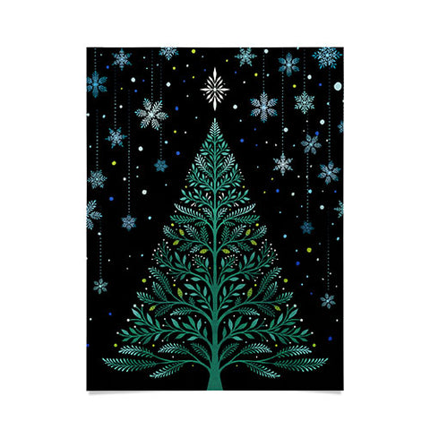 episodic drawing Christmas Night TreeSnowy Poster