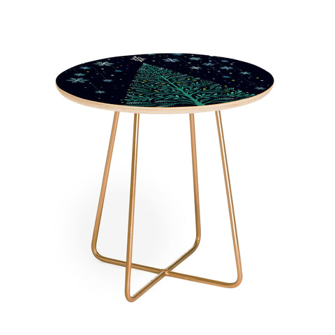 episodic drawing Christmas Night TreeSnowy Round Side Table