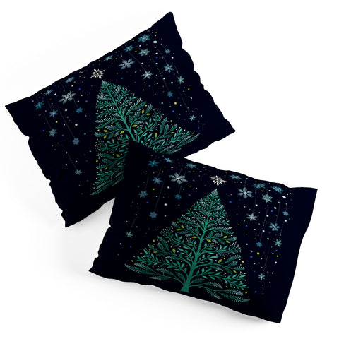 episodic drawing Christmas Night TreeSnowy Pillow Shams