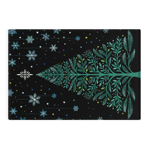 episodic drawing Christmas Night TreeSnowy Outdoor Rug