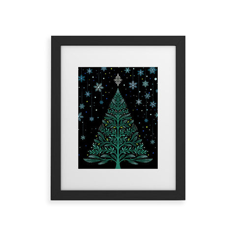 episodic drawing Christmas Night TreeSnowy Framed Art Print