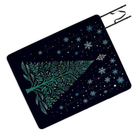 episodic drawing Christmas Night TreeSnowy Picnic Blanket