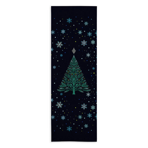 episodic drawing Christmas Night TreeSnowy Yoga Towel