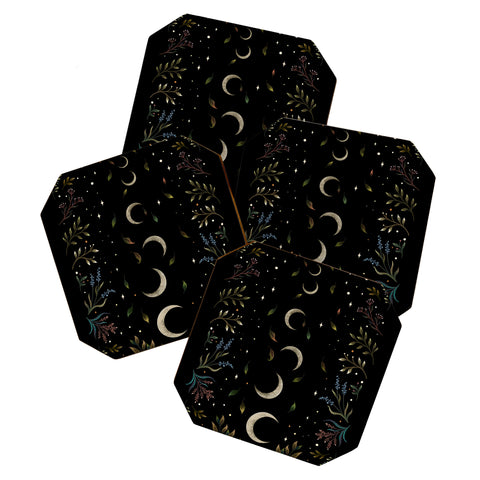 episodic drawing Crescent Moon Garden Coaster Set