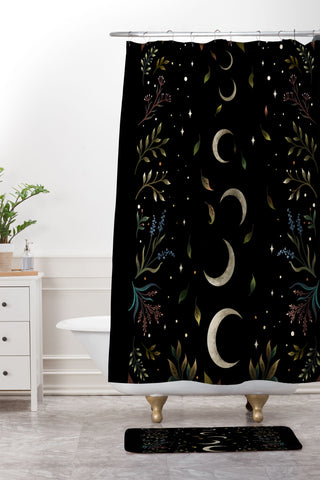 episodic drawing Crescent Moon Garden Shower Curtain And Mat