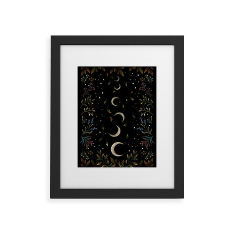 episodic drawing Crescent Moon Garden Framed Art Print