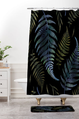 episodic drawing Fern Leaves Shower Curtain And Mat