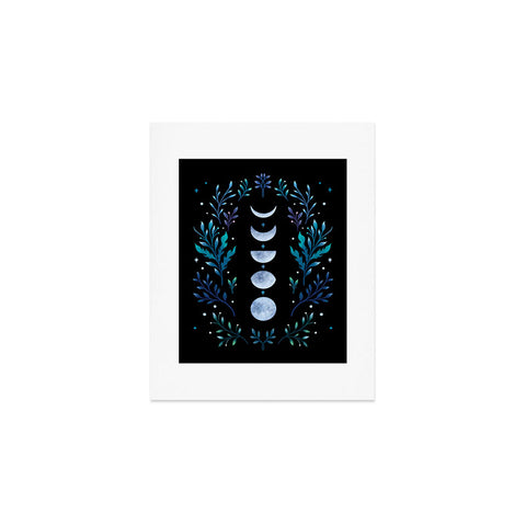 episodic drawing Moonlight Garden Blue Art Print