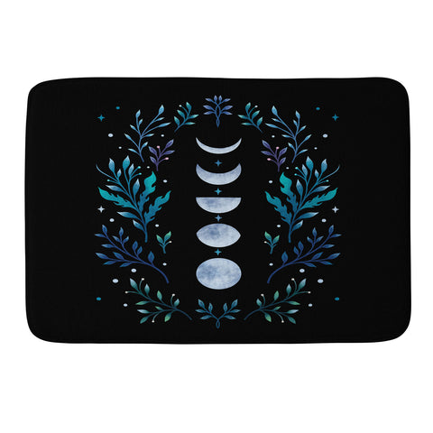 episodic drawing Moonlight Garden Blue Memory Foam Bath Mat