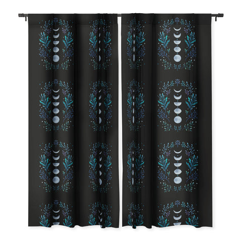 episodic drawing Moonlight Garden Blue Blackout Window Curtain