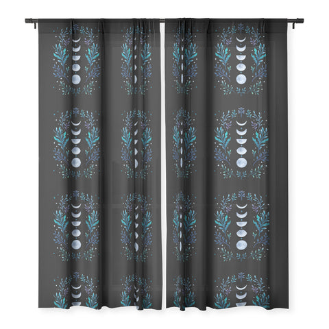 episodic drawing Moonlight Garden Blue Sheer Window Curtain