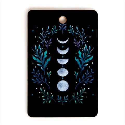episodic drawing Moonlight Garden Blue Cutting Board Rectangle