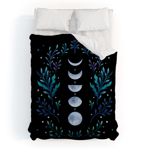 episodic drawing Moonlight Garden Blue Duvet Cover