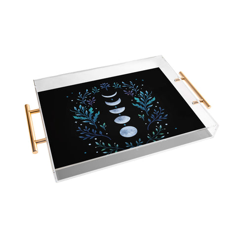 episodic drawing Moonlight Garden Blue Acrylic Tray