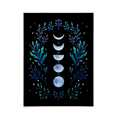 episodic drawing Moonlight Garden Blue Poster