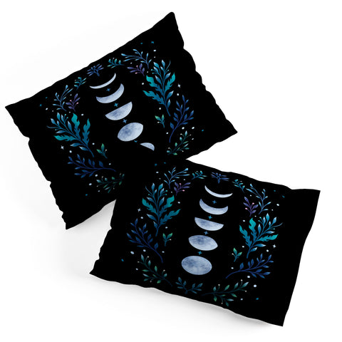 episodic drawing Moonlight Garden Blue Pillow Shams