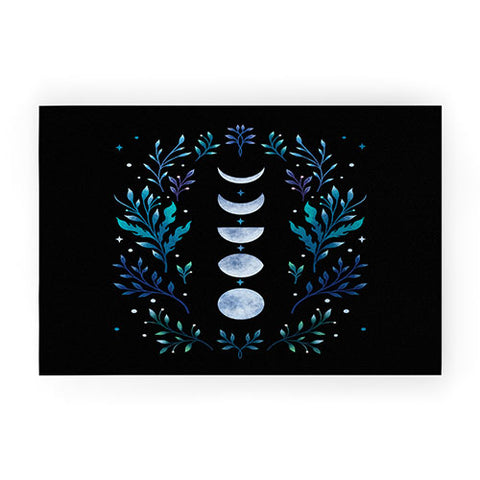 episodic drawing Moonlight Garden Blue Welcome Mat