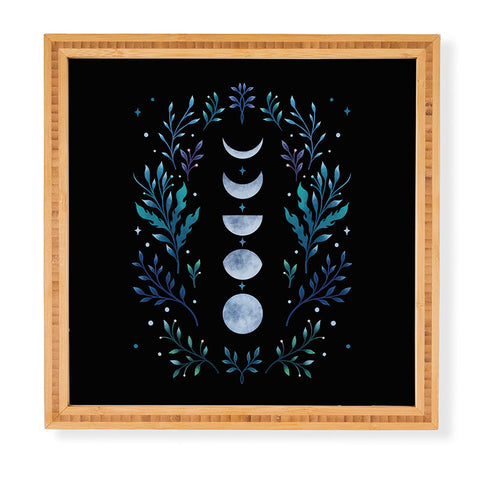 episodic drawing Moonlight Garden Blue Framed Wall Art