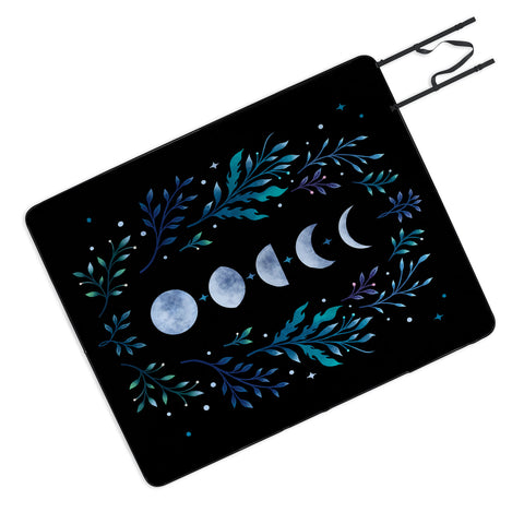 episodic drawing Moonlight Garden Blue Picnic Blanket