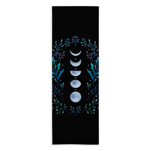 episodic drawing Moonlight Garden Blue Yoga Towel
