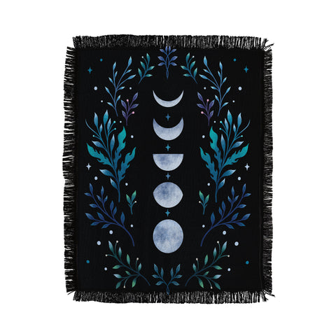 episodic drawing Moonlight Garden Blue Throw Blanket