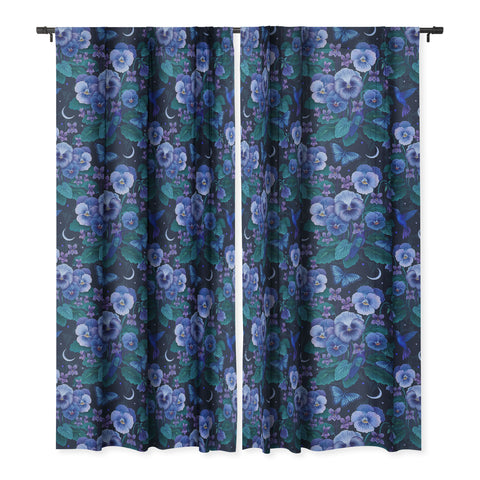 episodic drawing Violet February Flower Blackout Window Curtain
