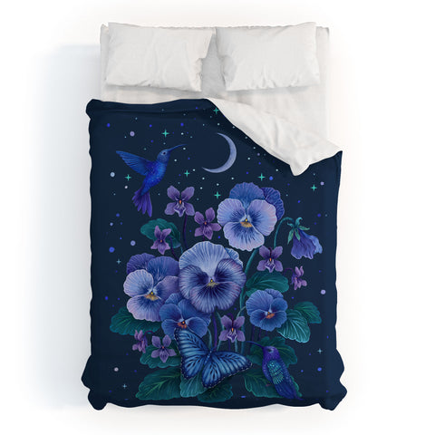 episodic drawing Violet February Flower Duvet Cover