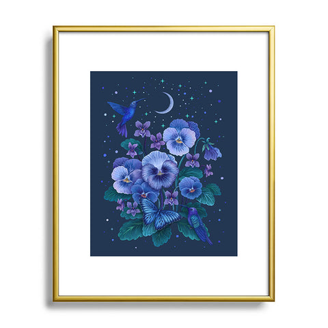 episodic drawing Violet February Flower Metal Framed Art Print