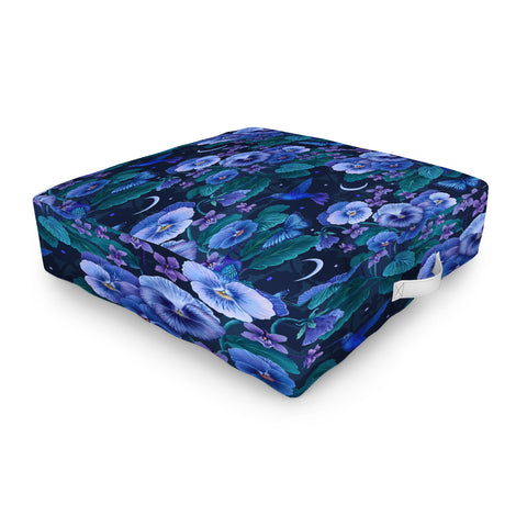 episodic drawing Violet February Flower Outdoor Floor Cushion