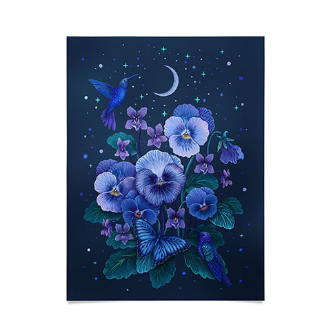 episodic drawing Violet February Flower Poster