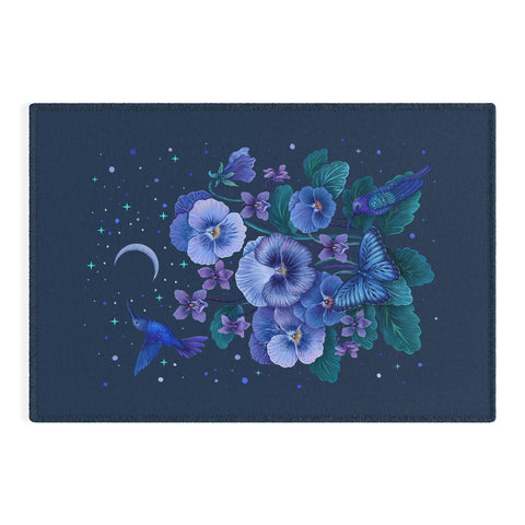 episodic drawing Violet February Flower Outdoor Rug