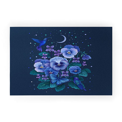 episodic drawing Violet February Flower Welcome Mat