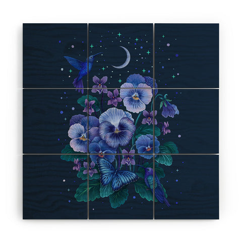 episodic drawing Violet February Flower Wood Wall Mural