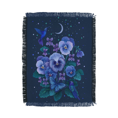 episodic drawing Violet February Flower Throw Blanket