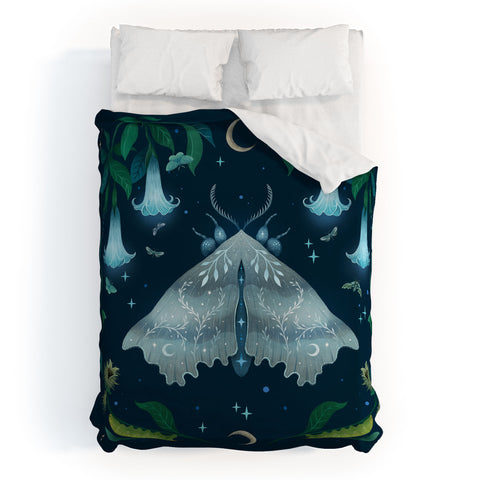 episodic drawing White Angel Moth Duvet Cover