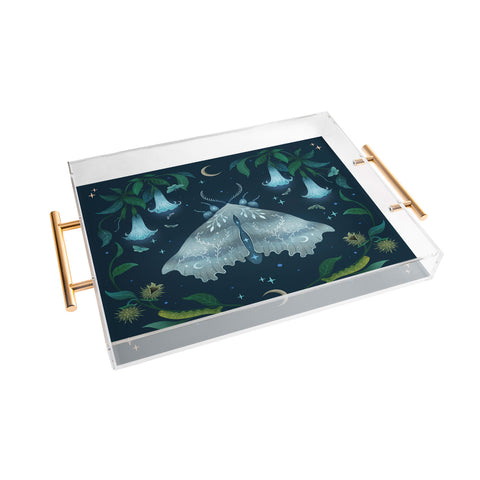 episodic drawing White Angel Moth Acrylic Tray