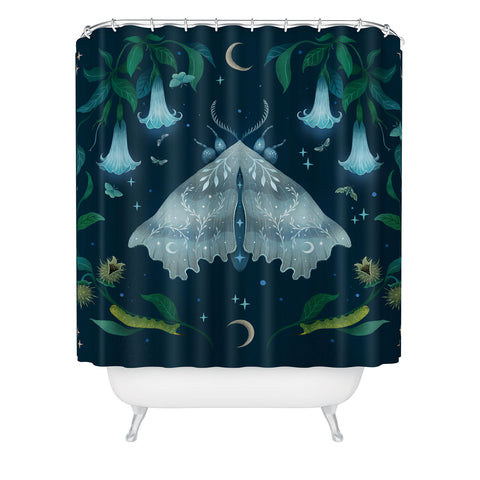episodic drawing White Angel Moth Shower Curtain