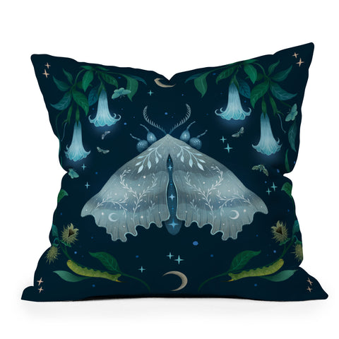 episodic drawing White Angel Moth Throw Pillow
