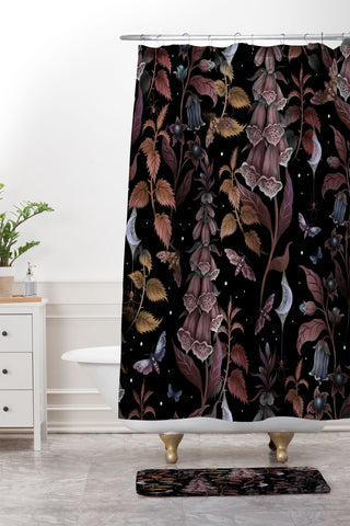 episodic drawing Witchy Magical Foxglove Garden Shower Curtain And Mat
