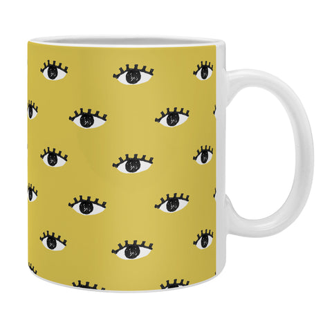 Erika Stallworth Inky Textured Eye Pattern Olive Coffee Mug