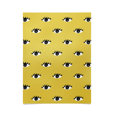 Erika Stallworth Inky Textured Eye Pattern Olive Poster
