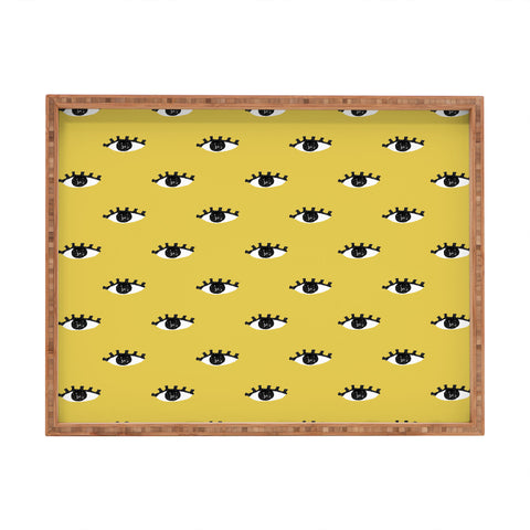 Erika Stallworth Inky Textured Eye Pattern Olive Rectangular Tray