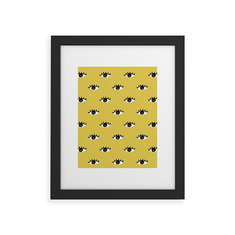 Erika Stallworth Inky Textured Eye Pattern Olive Framed Art Print