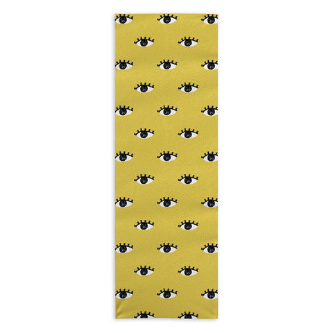 Erika Stallworth Inky Textured Eye Pattern Olive Yoga Towel