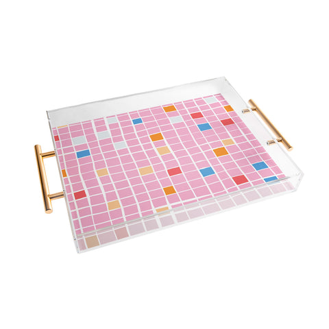 Erika Stallworth Modern Mosaic Pink Acrylic Tray