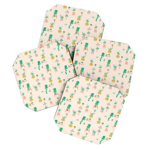 Erika Stallworth Plant Lady Scandinavian Apartment Peach Coaster Set